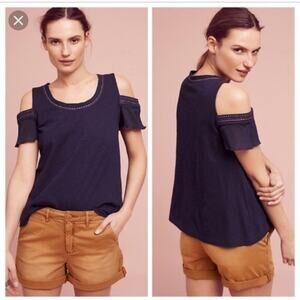 Akemi +‎ Kin Blue Cold Shoulder Top Womens Size XS
